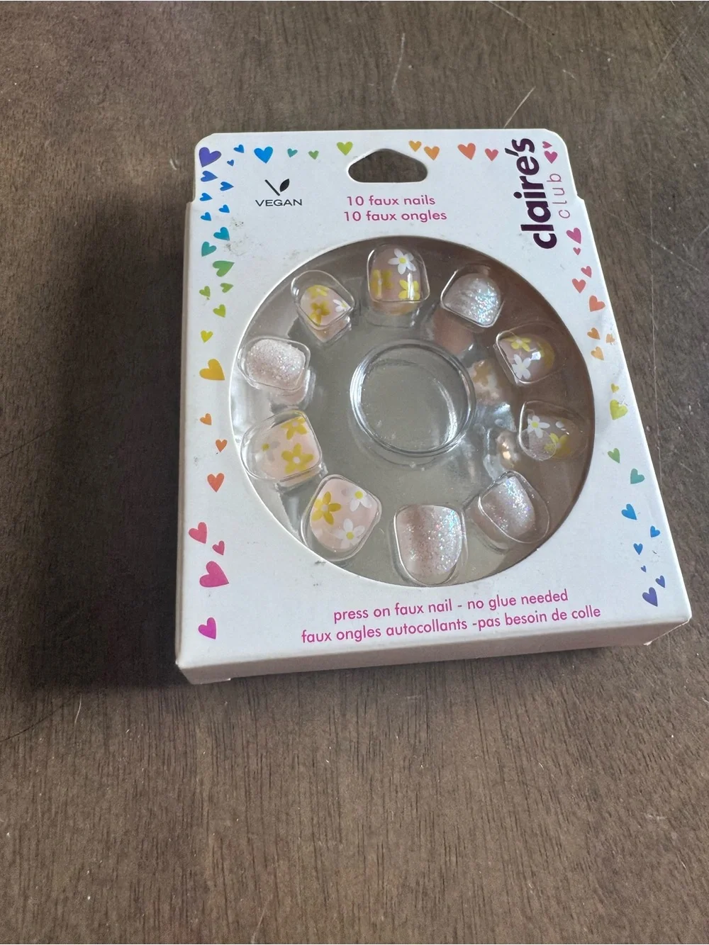 Claire’s Girls Press On Nails  New - Glitter Floral Print
